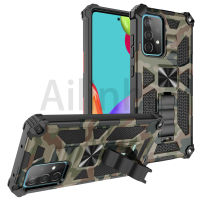 สำหรับ Samsung Galaxy A02 A02S A51 A71 A32 A12 A52 A72 5G M02 M40S M51 4G กรณีทหาร Camouflage เกราะแหวนแม่เหล็ก Bracket Hard Shell ทนทานกันกระแทกโทรศัพท์ป้องกันกรณี