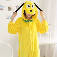 Kigurumi สุนัขสีเหลือง Onesies ชุดนอนชุดสัตว์เครื่องแต่งกายชุดนอน U Nisex การ์ตูนคอสเพลย์ตัวละคร Pijamas ชุดนอน