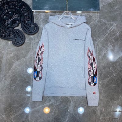 H7WD Chrome Hearts 2023 autumn and winter new graffiti flame cross flower arm logo hooded sweater loose fashion all-match mens and womens same style