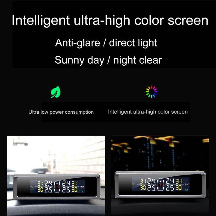 carcool-ระบบตรวจสอบแรงดันยางรถยนต์อัจฉริยะ-ระบบนิรภัยอัตโนมัติไร้สายหน้าจอ-lcd-ดิจิตอลพลังงานแสงอาทิตย์