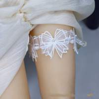 Wedding Bride Garter White Pearl Rhinestones Bow Lace Leg Ring Lolita Sexy Accessories Stretch Prom Garters