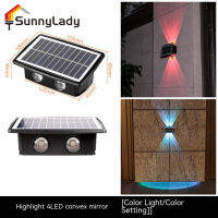 SunnyLady IP65 Lampu Solar Dinding กันน้ำเปิด/ปิดอัตโนมัติบันไดขั้นบันไดในสวนแสง RGB ไฟสนามพลังแสงอาทิตย์สีขาวอบอุ่นสีขาว