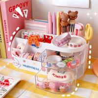 Kawaii Desktop Pen Holder for Girls Cute Storage Box Organizer Stationery Holder Pencil Holders Back To School Desk Accessories