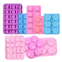 Dog Paw Bone Mold Pet Frozen Treats Silicone Mould Puppy Cat Print Treat Moldes De Silicona Baking Accessories Cupcake Topper