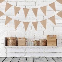 10M 48 Flags Vintage Jute Burlap Bunting Banners Wall Hanging Wedding Hanging Banner Party Garland for Home Decoration Supplies Banners Streamers Conf