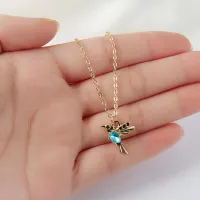 Vintage Crystal Animal Hummingbird Necklaces Fashion Luxury Gold Color Clavicle Chain Birds Necklaces &amp; Pendants with Paper Card