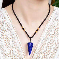 JoursNeige Lapis Lazuli หินธรรมชาติจี้วิญญาณลูกตุ้มจี้สร้อยคอปลอดภัยโชคดีสำหรับผู้หญิงผู้ชายเครื่องประดับแฟชั่น