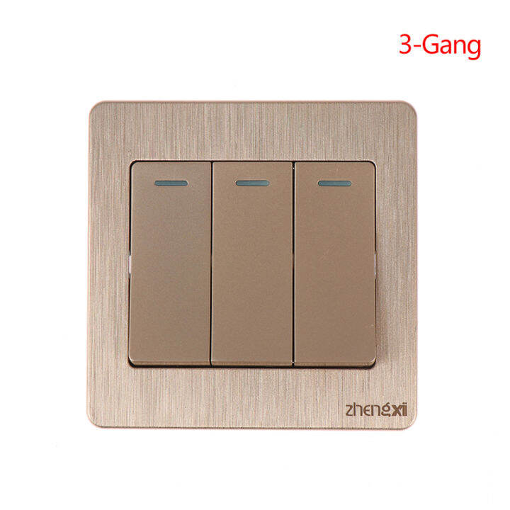 Ministar Gold Wall Switch 1/2/3/4 Gang 1Way Button Wall Light Switch On