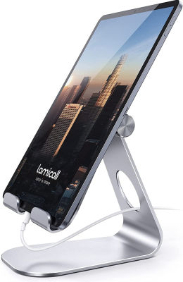 Lamicall Tablet Stand Adjustable, Tablet Stand - Desktop Stand Holder Dock Compatible with Tablet Such as iPad Pro 9.7, 10.5, 12.9 Air Mini 4 3 2, Nexus, Tab (4-13"), Silver
