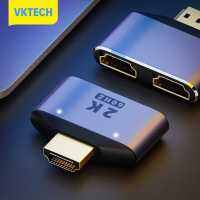 ตัวแปลงสัญญาณ1ถึง2 8Gbps UHD 2K 60Hz ตัวแปลงเชื่อมต่ออะแดปเตอร์อะลูมินัมอัลลอยปลั๊กแอนด์เพลย์พร้อมสำหรับแล็ปท็อปเดสก์ท็อปแสดงสถานะชุบทอง