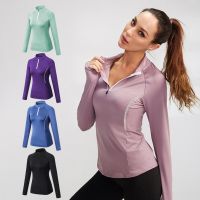 Women Sport Jacket Zip-up Yoga Top Workout Running Jackets with Thumb Holes Stretchy Fitted Long Sleeve Crop Tops Activewear Top