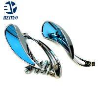 Motorcycle Chrome Leaf Shape Custom Rearview Side Mirrors 8 Mm/10 Mm Adapter For Retro Street Cruiser Moto , P-120