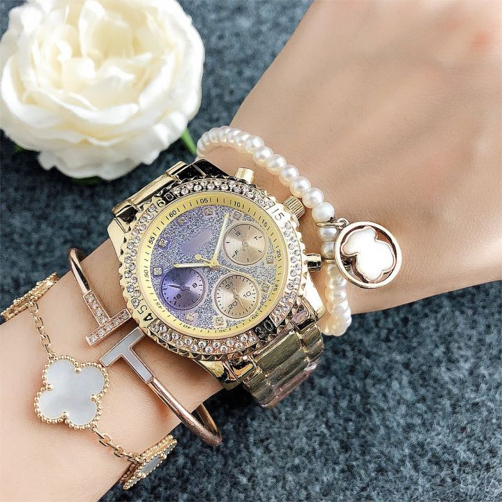 นาฬิกาสำหรับผู้หญิงเพชรแท้เจ็ดสี-studded-นาฬิกาข้อมือผู้หญิง