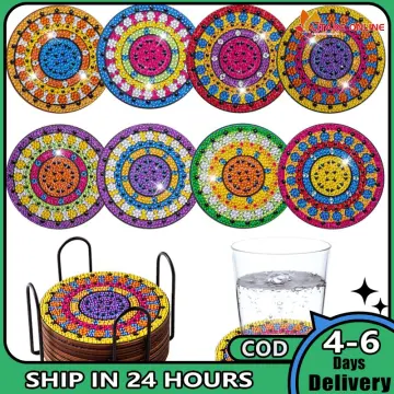4/6/8Pcs Diamond Coasters with Holder DIY Mandala Coasters