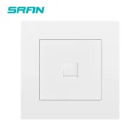 SRAN wall rj45 socket 5 category computer network interface new flame retardant PC panel 86mm*86mm white internet outlet