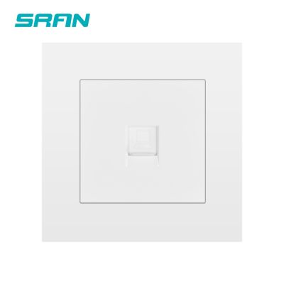 SRAN wall rj45 socket 5 category computer network interface new flame retardant PC panel 86mm*86mm white internet outlet