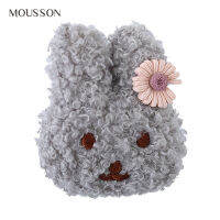 MOUSSON จี้กระเป๋าของตกแต่งกระเป๋านักเรียนสำหรับเด็กตุ๊กตากระต่ายเข็มกลัดกำมะหยี่การ์ตูน