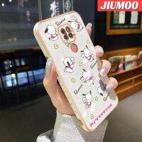 เคส JIUMOO สำหรับ Moto G9 Play G9 Plus เคสลายการ์ตูนน่ารัก Pochacco แฟชั่นดีไซน์ใหม่บางเคสโทรศัพท์ชุบหรูหราขอบรูปแบบฝาครอบกันกระแทกคลุมทั้งหมดป้องกันเลนส์กล้องเคสนิ่ม