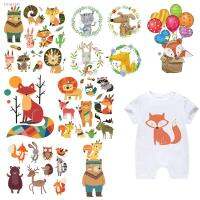 ₪  Iron on Animal Patches Set for Kids Clothing DIY T shirt Applique Heat Transfer Vinyl Cute Fox Bear Patch Stickers Thermal Press