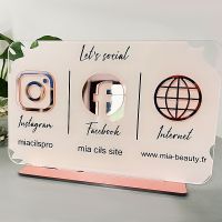 3 Icons Social Media Sign Business Acrylic Signage Customized Standing Sign Store Ornament Instagram Plate