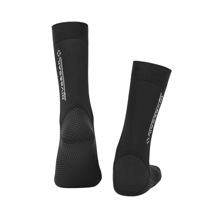 ถุงเท้าดำน้ำดำน้ำตื้นนีโอพรีนหนา3มม-อุปกรณ์ดำน้ำถุงเท้าว่ายน้ำฤดูหนาวกันลื่นกันหนาว