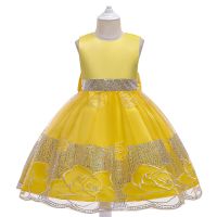 เสื้อ Girl princess embroidery dress Lace flower girl‘s long tail dresses เดรสเด็กผู้หญิง