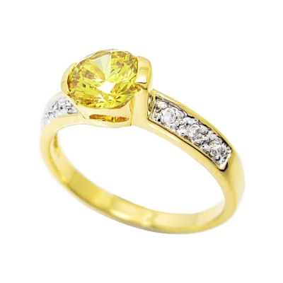 แหวนผู้หญิงมินิมอล แหวนสีเหลือง พลอยบุษราคัม ประดับเพชร แหวน cz แหวนเพชร แหวนชุบทองไม่ลอก บริการเก็บเงินปลายทาง
