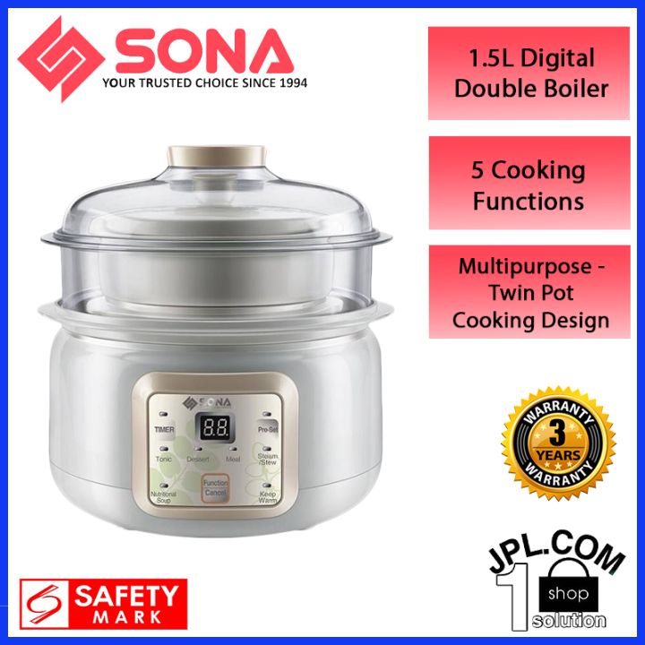 Sona 1.5L Digital Double Boiler SDB 1015 Lazada Singapore