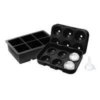 ice-cube Trays,Silicone Sphere ice-cube Mold with Lid &amp; Large Square Ice Tray-Melt Slowly and Less Dilution-Easy Release
