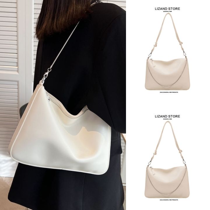 Lottie Quilted Chain Detail Handbag in White | ikrush