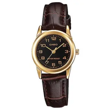 Casio women's watch leather on sale strap