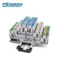 [HOT QAA,JXHKLWW 121] 5Pcs PT2.5-PE /L/n Push-In Ground Modular 3-Level 2.5มม. สายดินขั้วต่อไฟฟ้า Din Rail Terminal Block PT 2.5 PE L N