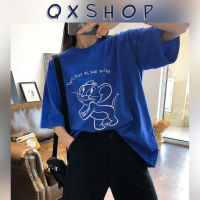 QXshop ไอต้าวน่ารัก ? เสื้อคอกลมพิมพ์ลายการ์ตูนสไตล์วินเทจ? แมทซ์กับอะไรก็ดูดีย์ ✨ เป๊ะขนาดนี้ ซื้อเลยแม่ ?