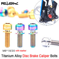 RISK 4pcs M6*18mm M6*20mm Titanium Alloy Bolt for Disc Brake Caliper Clamp MTB Bike Bicycle Screw with Washer Gasket M6x18 M6x20