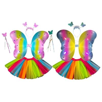 Butterfly Wings Cloth Childrens Fairy Costumes Lights B 4 Pcs Butterfly Wand Cosplay Accessories Dress Up Fairy Wings For Little Girls For Princess Dress Up graceful