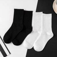 {Socks Shop} ถุงเท้ายาวสีขาวสีดำสำหรับผู้ชาย,ถุงเท้ากีฬาฤดูหนาวฤดูหนาวทรงสูงสวมใส่บนท้องถนนสีทึบคู่รักถุงน่องลำลอง C0