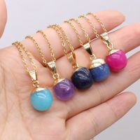 Natural Stone Lapis Lazuli Adzuki Bean-shaped Semi-precious Stone Pendant Necklace Men Women Wear Holiday Gifts Wholesale 1PC