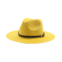 summer straw hats panama solid yellow red grey band classic simple women hats men jazz caps outdoor dress church formal sun hats