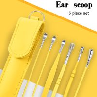 6Pcs/set Ear Wax Pickers Stainless Steel Earpick Wax Remover piercing kit earwax Curette Spoon Care Ear Clean Toolear cleaner