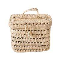 With Lid Straw Woven Storage Basket for Toys Living Room for Kids Basket Outdoor Snacks Picnic Storage Decorative