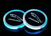 โลโก้รถ LED ที่วางแก้วไฟ,2PCS โลโก้รถแผ่นรองแก้ว7สีเปลี่ยน USB เสื่อชาร์จส่วนใหญ่ Jaguar ทั่วไป