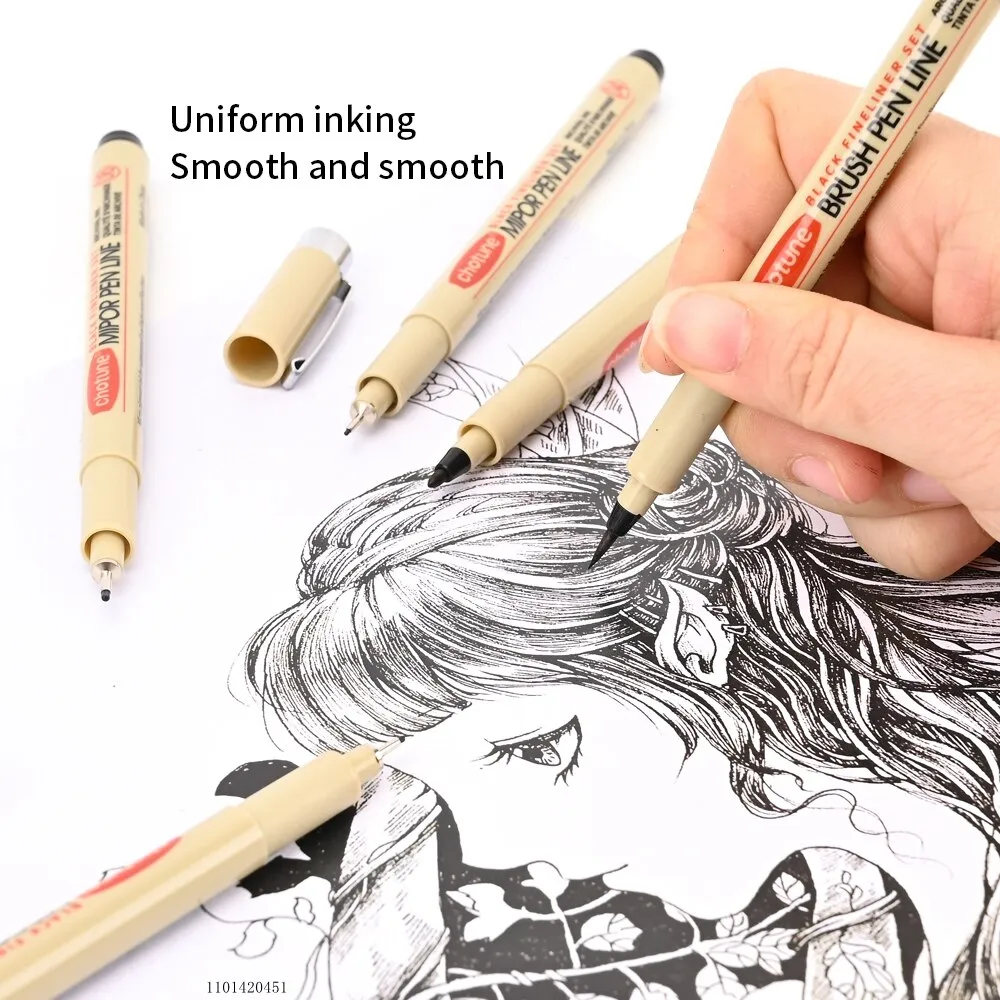 12 Tip Pigment Liner Micron Ink Marker Pen for Manga Draw Sketching Needle  Pen Hook Line Pen Sketch Stationery Set Art Supplies 