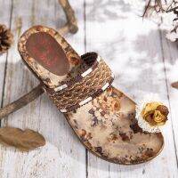 SHIP FASTLOSTISY Bohemian Stitching Flower Pattern Soft Non Slip Clip Toe Comfy Casual Summer Beach Flat Sandals