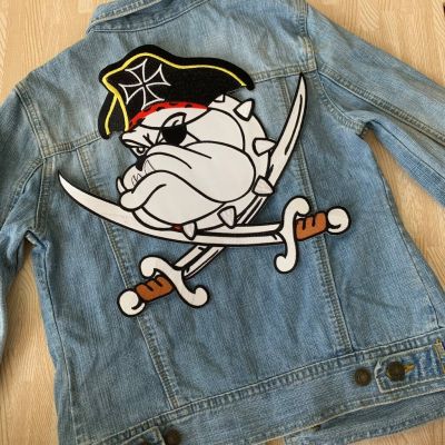อาร์มปักขนาดใหญ่ ตัวรีดติดหลังเสื้อ Pirate Dog แนวสตรีท ไบค์เกอร์ ตกแต่ง เสื้อยีนส์ แจ๊กเก็ต เสื้อบิ๊กไบค์ เสื้อหนัง Embroidered Patch