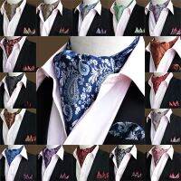 【Fashion house]ผู้ชายขายร้อนแฟชั่น Paisley Cravat ผ้าเช็ดหน้า Ascot ผ้าพันคอ Pocket Square Set BWTRS0074