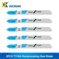 T118A ใบเลื่อยฉลุ 5pcs HCS Jigsaw Blade T Shank Saber Blades สําหรับตัดไม้พลาสติกลูกสูบใบเลื่อย