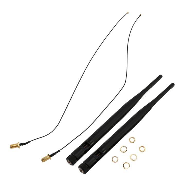 EMagTech 2 Antenne Omnidirezionali 6dBi Dual Band 2.4/5.8GHz Con Connettore RP-SMA Maschio - Per Router, Hotspot, Telecamere WiFi E PCI Card