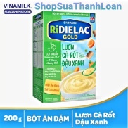 HSD T5-2023 BỘT ĂN DẶM RIDIELAC GOLD LƯƠN CÀ RỐT ĐẬU XANH - HỘP GIẤY 200G