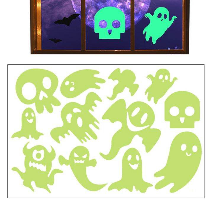 24-home-accessories-halloween-luminous-ghost-สติกเกอร์ฮาโลวีนเรืองแสงสติ๊กเกอร์ติดผนัง-luminous-ghost-สติกเกอร์หน้าต่าง-clings-สำหรับ-halloween-haunted