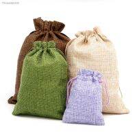 ◘ 5pcs Cotton Linen Jute Pouch Custom Logo Jute Pouch Burlap Wedding Candy Gift Round Bottom Drawstring Jewelry Packaging Bags